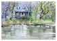 watercolor painting a house by river