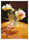 watercolor painting yellow rose in a little glass vase