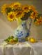 Oil Painting Sun Flower in Pitcher