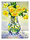 watercolor painting yellow rose in glass vase 2