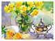 watercolor painting yellow rose in glass vase 1