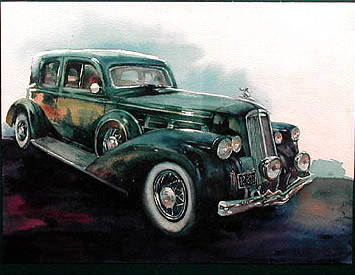 1 watercolor painting classic car